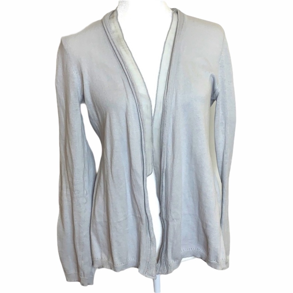 MYSTREE Grey Open Cardigan w/ Back Organza panel